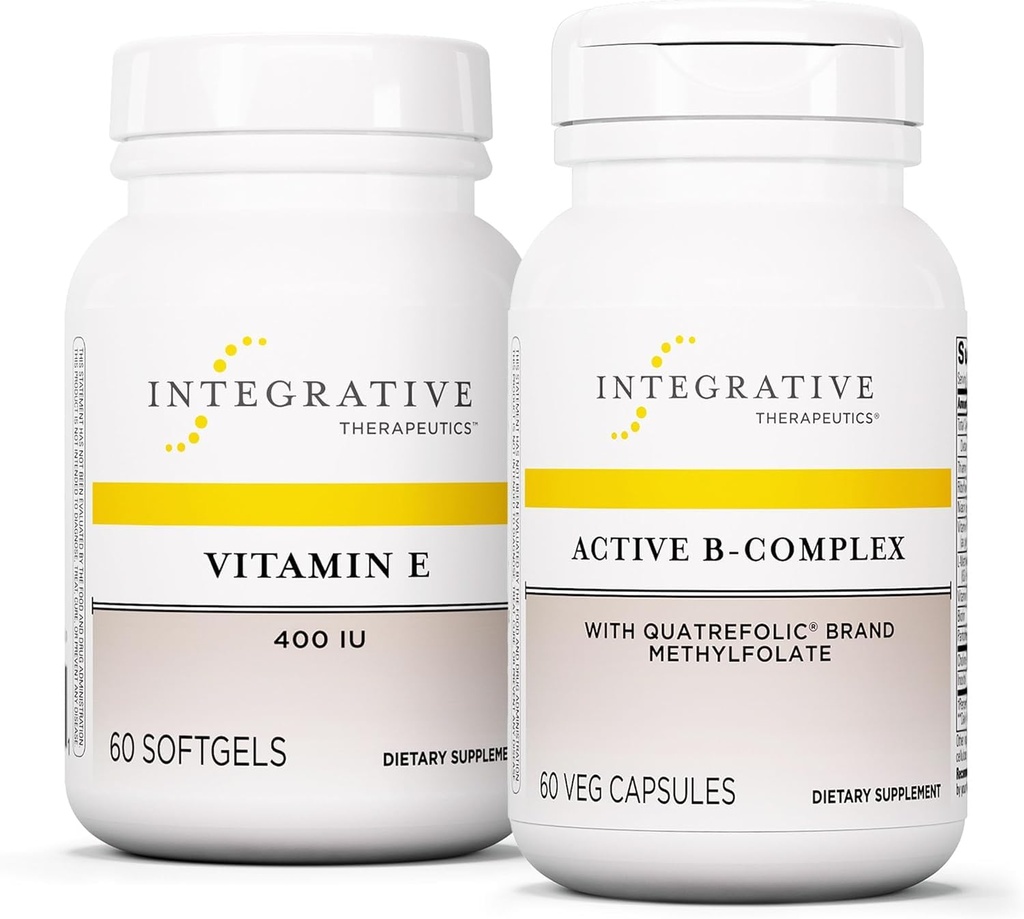 Terapia Integrativa Bundle con Active B-Complex, 60 Capsule & Vitamina E, 60 Softgels - Active B-Complex per sostenere il metabolismo energetico* - Vitamina E per sostenere la salute cardiaca e l'attività antiossidante*