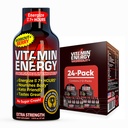 Vitamin Energy Workout+ Extra Strength Energy Shot Berry 24 Pack, 260mg Natural Caffeine, Pre-Workout, B-Vitamins, Minerali, Endurance & Performance, Zero Sugar, Gluten-Free, Vegan, 1.93 fl oz