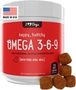 iHeartDogs Omega 3-6-9 per cani - Integratore di olio di pesce di pelle e cappotto per cani con olio di Krill antartico puro - Allergy & Itchy Cuciture di sollievo della pelle, 120 Conte