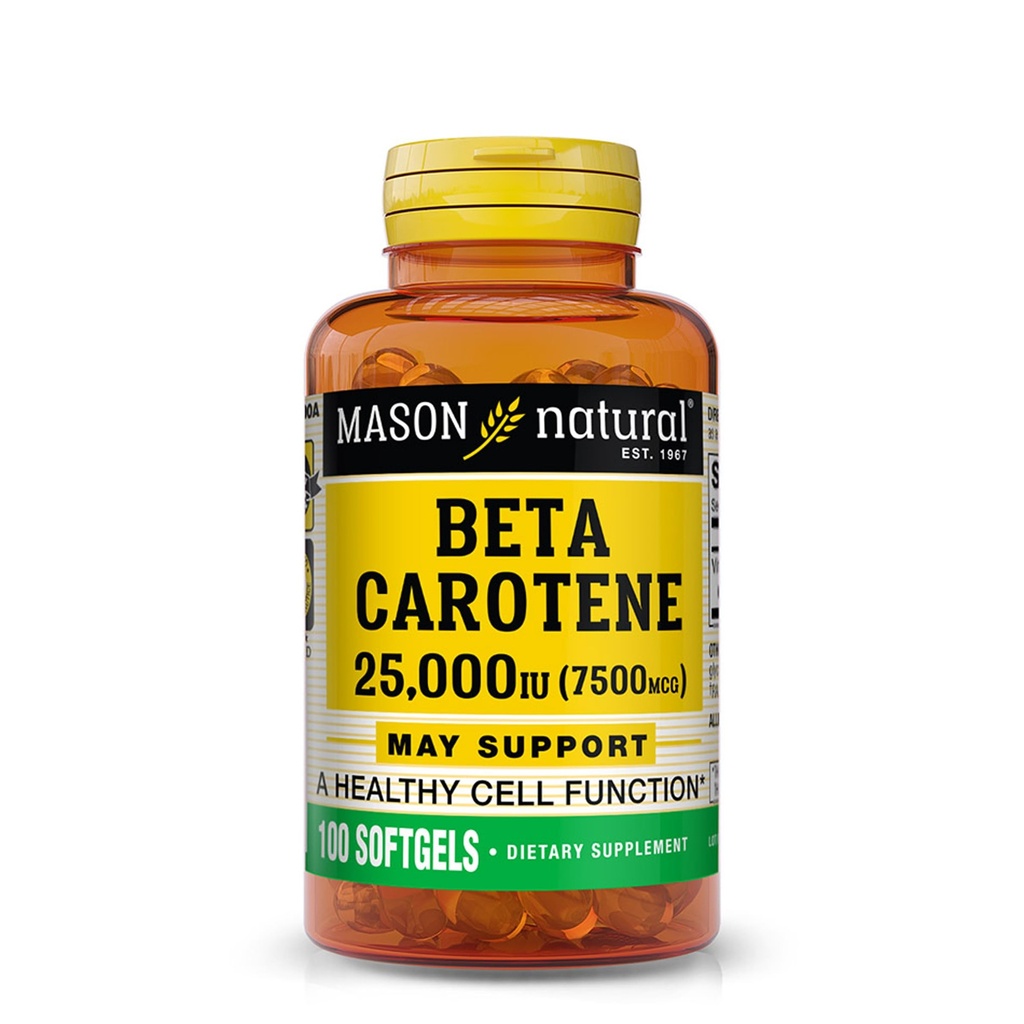 MASON Vitamina NATURAL A Beta Carotene 25.000 UI - Supporta Visione sana, Funzione cellulare e funzione immunitaria, 100 Softgels