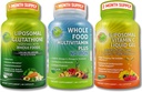 Daily Immune, Antiossidante & Energy Support Bundle – Liposomal Glutathione 500mg con Whole Foods + Liposomal Vitamin C 1100mg Liquid Gel + Vegan Whole Food Multivitamin Senza Ferro