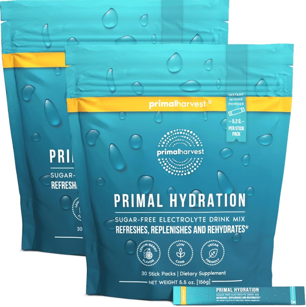Idratazione primaria, facile Open Packets, miscela di energia 2 Pack Bundle (Borsa di lemone, 60 pacchetti)
