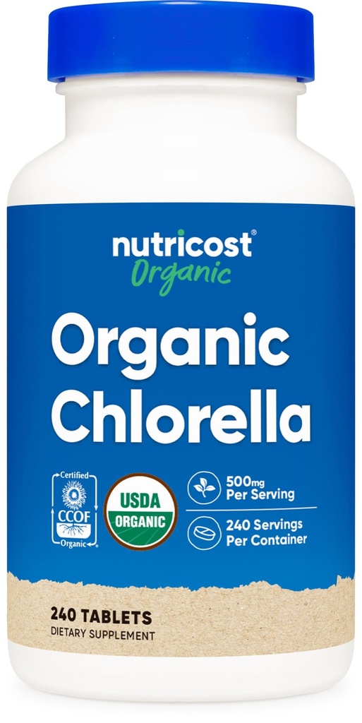 Nutricost Organic Chlorella 500mg, 240 compresse - Gluten Free, Non OGM
