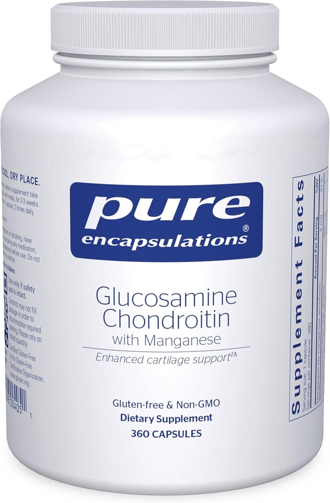 Pure Encapsulations Glucosamine Chondroitin con Manganese | Supplemento per il supporto congiunto, Comfort, Mobility, Cartilage Integrity and Health, and Connective Tissue* | 360 Capsule