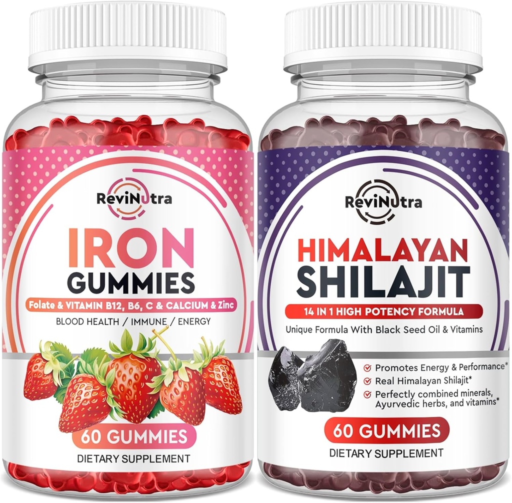 Iron Gummies Supplemento per adulti e bambini | Shilajit Himalayan Gummies | Bundle