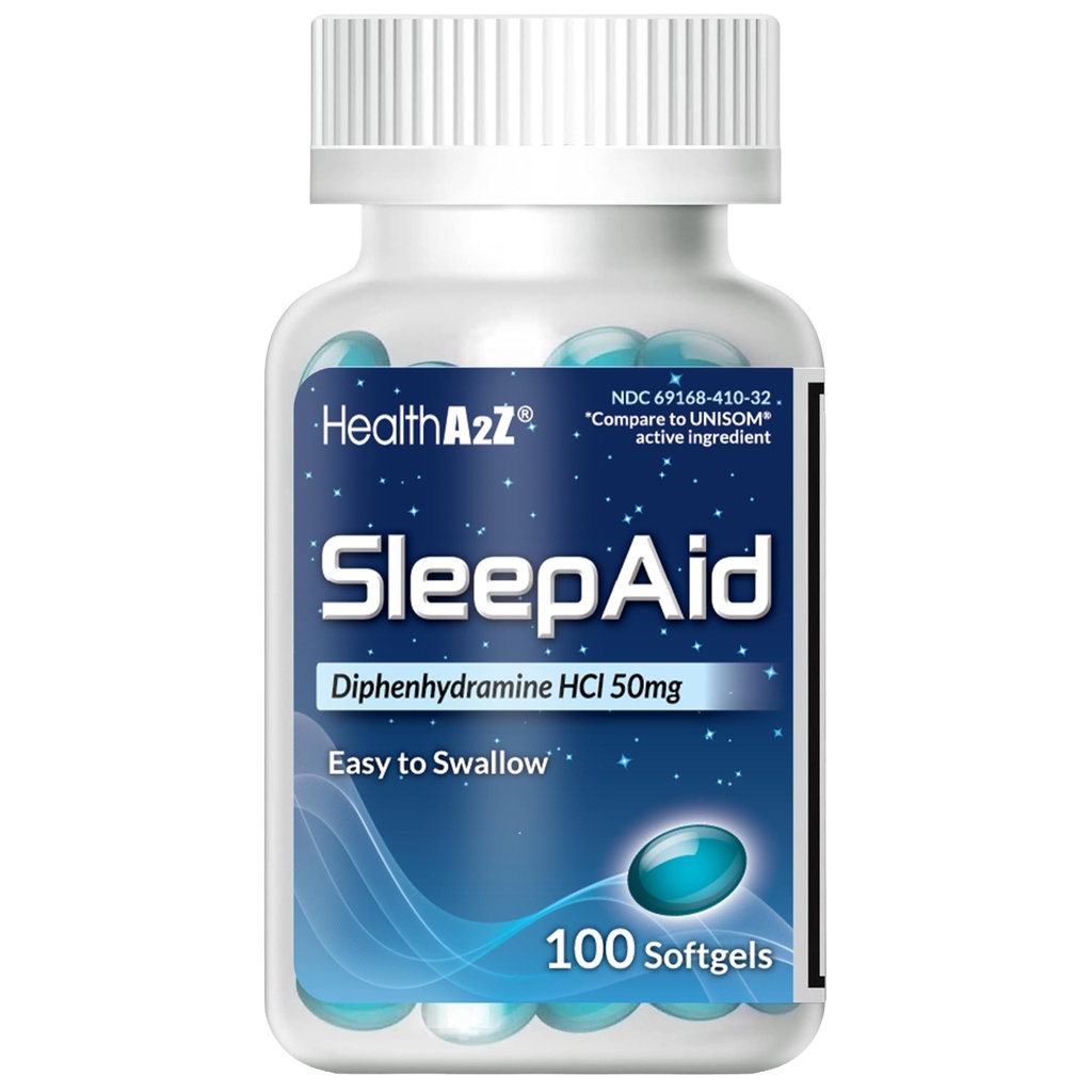 SaluteA2Z Sleep Aid, Difenidramina Softgels, 50mg, Supporta più profondo, sonno riposante, Non Habit-Forming (100 conti)