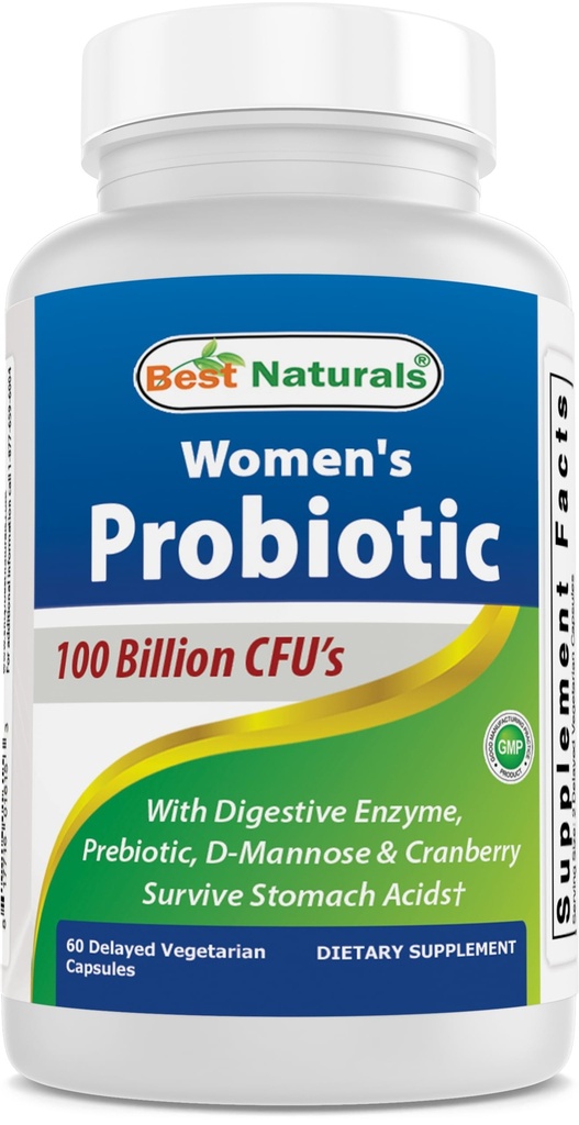 I migliori probiotici naturali per le donne 100 miliardi di CFU - 10 strati + prebiotici Fibra + miscela enzima digestiva + miscela di erbe per la salute delle donne - Immune, Digestivo & Gut Salute - 60 capsule Deleyaed