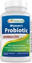 I migliori probiotici naturali per le donne 100 miliardi di CFU - 10 strati + prebiotici Fibra + miscela enzima digestiva + miscela di erbe per la salute delle donne - Immune, Digestivo & Gut Salute - 60 capsule Deleyaed