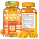 Magnesio Glycinate Gummies 600mg, Chewable Sugar Free Potassium Magnesium Gummies con Magnesio Glycinate, Vitamina D, B6 e CoQ10 per il sonno, Rilassamento, Cervello & Muscolo, 120 Count