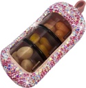 Bling Pill Organizer - Cute and Compact Pill Box for Purse - Elegant Pill Case with Sparkling Design - Travel-Friendly Medicine Holder -Slide in/Out Design Pill Organizer (Pink)