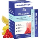 Elettroliti Blueshift - Pacchetti di polvere di elettroliti naturali, Confezioni di idratazione organica, Bastoncini di miscela di elettroliti con nessun zucchero, Confezione di singola dose - Limone Raspberry Flavor, Bastoncini di polvere (10 Pack)