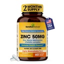 Sandhu Herbals Zinc 50mg Supplemento per gli uomini e le donne| High Absorption Zinc Monomethionine Complex 60 Capsules| Integratori per Immune, Acne & Antiossidante Support| Vegetariano