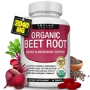 Compresse in polvere di radice di barbabietola organica - 2040mg Beet di ossido nitrico naturale per sostenere, energia, pepe nero Migliore assorbimento, non OGM, per le donne degli uomini, 90 compresse
