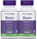 Natrol Biotin Beauty Tablets, promuove capelli sani, pelle e chiodi, aiuta a sostenere il metabolismo energetico, aiuta a convertire il cibo in energia, massima resistenza, 10.000mcg, 100 conte (pacchetto di 2)