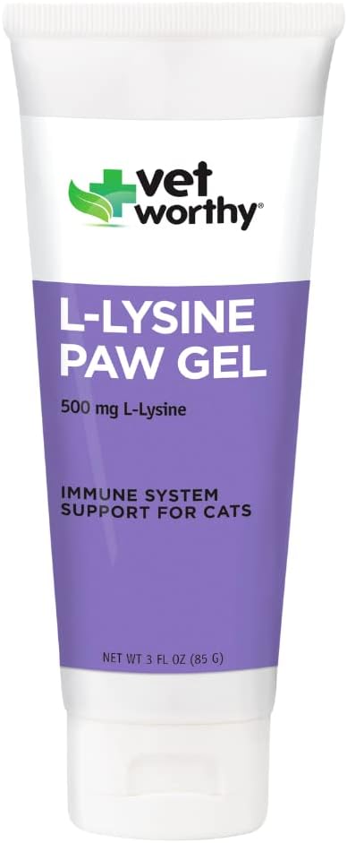 Vet Worthy Lysine Paw Gel Aid for Cat - Cat Paw Gel per sostenere il sistema immunitario e la salute generale - Supplemento al gatto con Aminoacido L-Lysine- Salmon Flavor Gel, 3oz