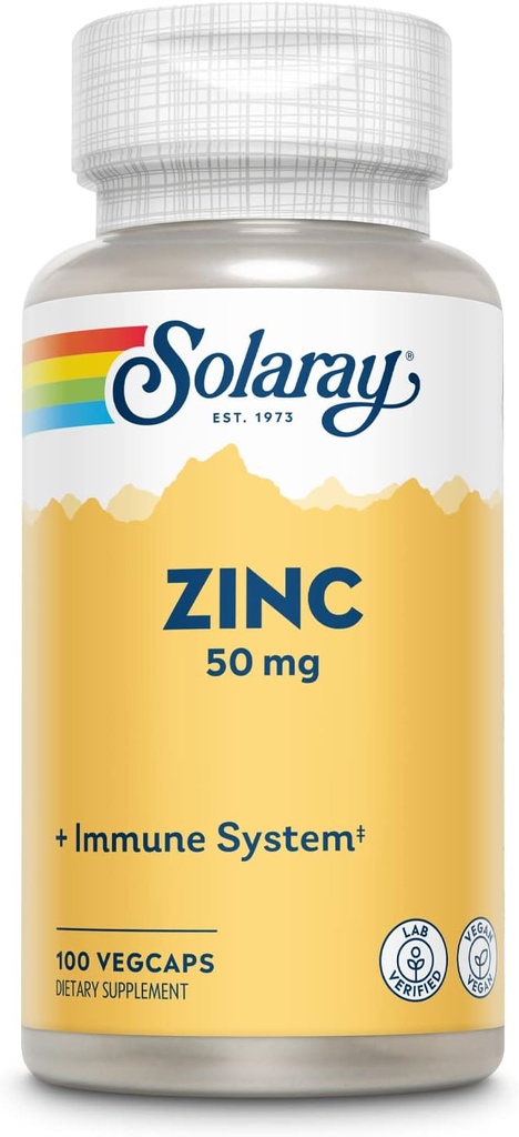Zinc 50mg Solaray 100 Veg Cap - Confezione da 3