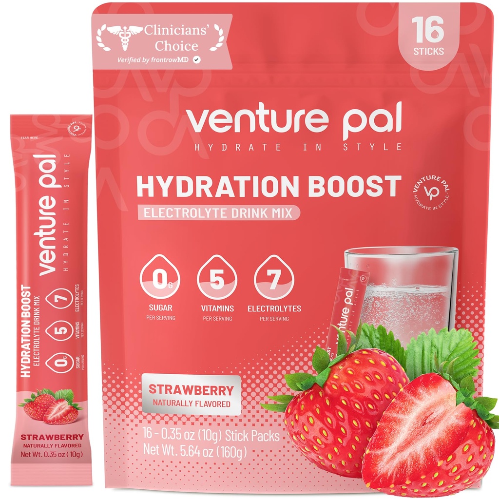 Imballaggio della polvere dell'elettrolita senza zucchero di Venture Pal - Liquid Daily IV miscela di bevanda per l'idratazione rapida e il recupero del partito | 5 vitamine & 7 elettroliti| Keto Friendly | Non OGM | Vegan certificato | 16 Sticks