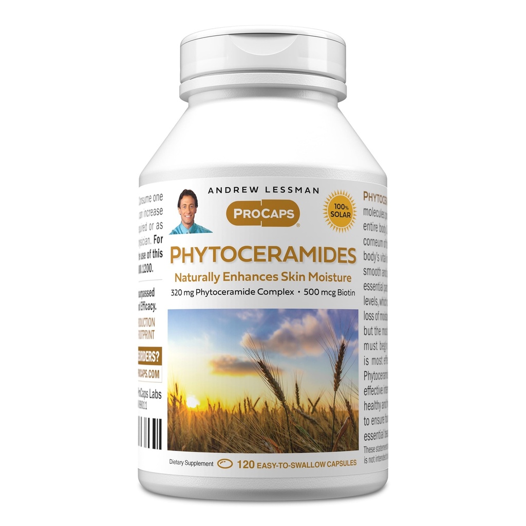 ANDREW LESSMAN Phytoceramides con Biotin 120 Softgels - vitale idratante interno naturale della pelle. Naturalmente migliora la pelle morbida, liscia, radiante. Niente additivi. Piccolo Facile da ingoiare Softgels