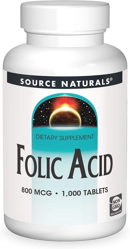 Fonte Naturals Folic Acid 800 mcg Integratore alimentare - 1000 compresse