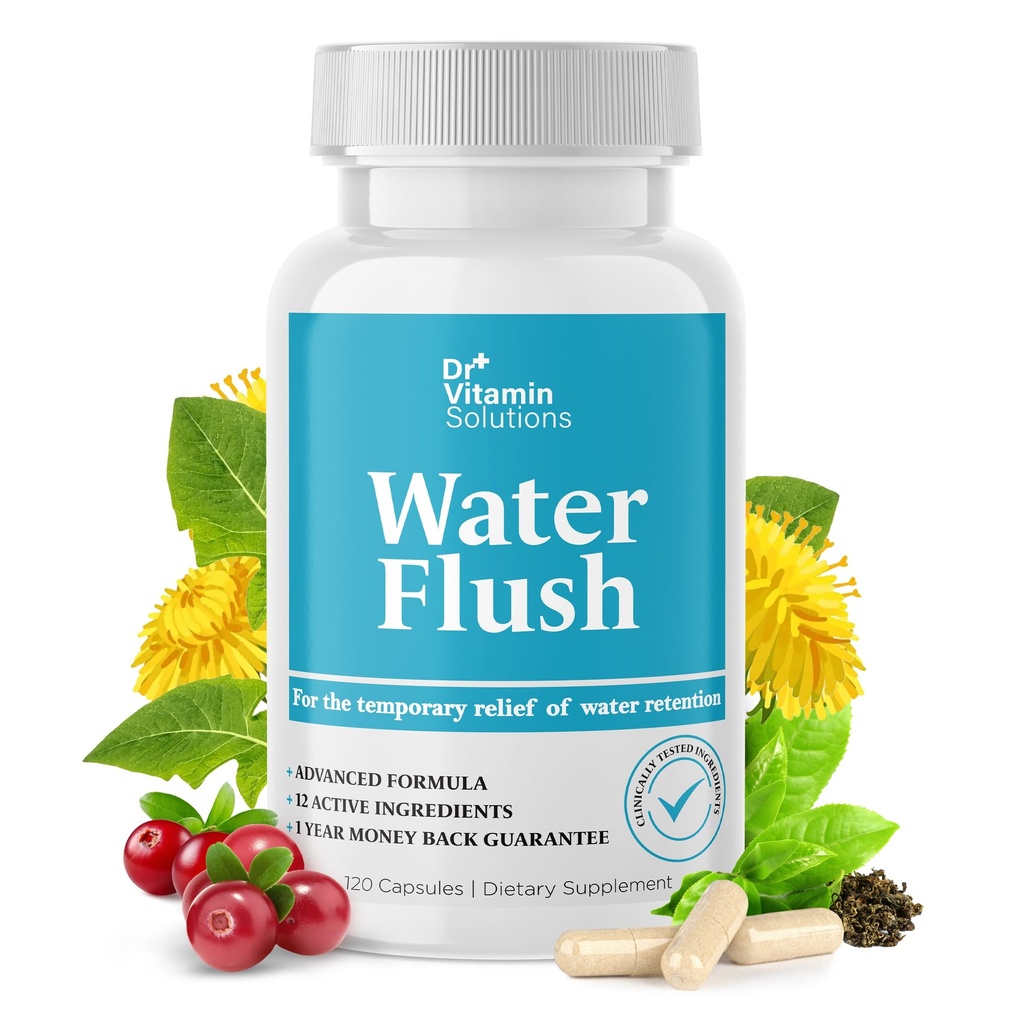 DR VITAMINA SOLUZIONI Pillole d'acqua diuretiche per il controllo del peso - Rilievo istantaneo da Bloat and Swelling - Tè verde, Mirtillo, Dandelion Leaf Extract - Pillole di conservazione dell'acqua per le donne e gli uomini, 120 Caps