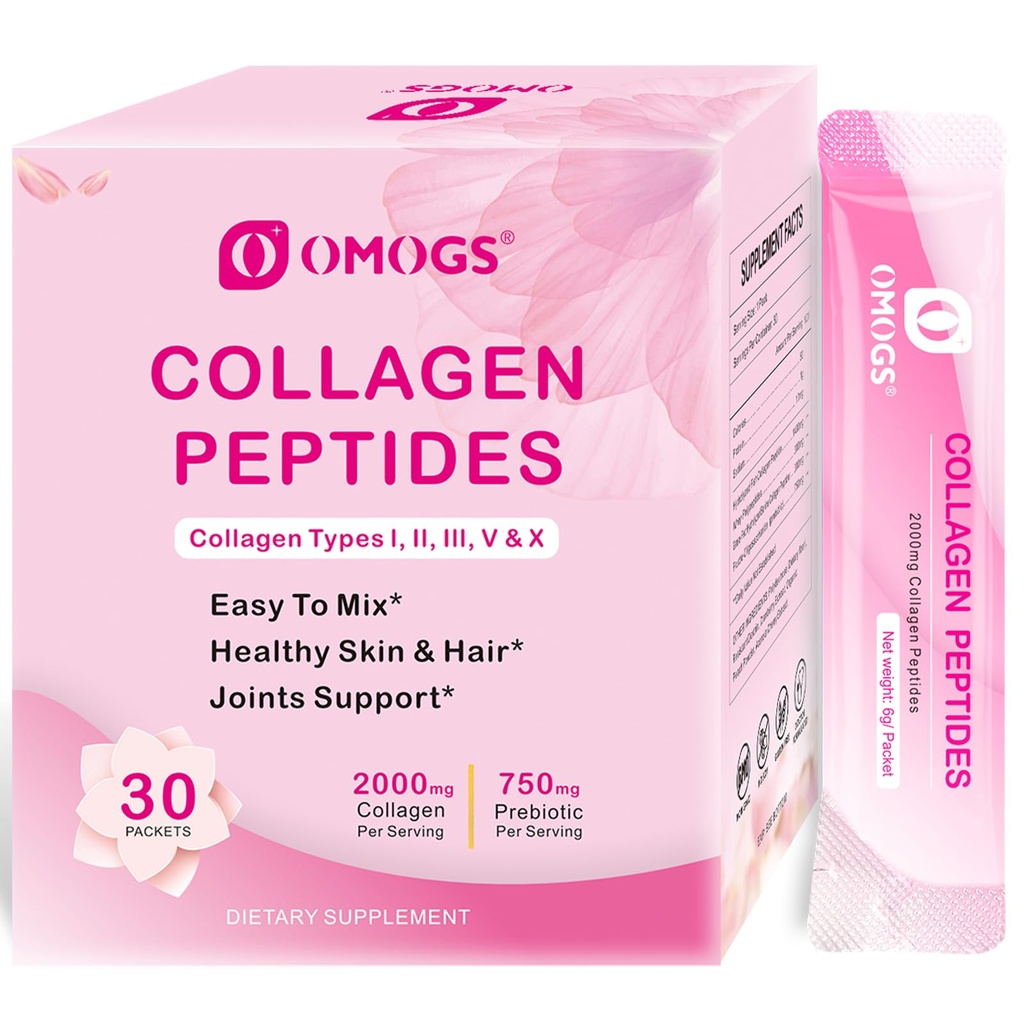 Polvere di peptidi di collagene di OMOGS, con prebiotici e estratto di mirtillo - Peptidi di collagene idrolizzati supportano i capelli, la pelle, l'unghia, Bone e la salute digestiva, l'erba Fed, non OGM, per le donne e gli uomini