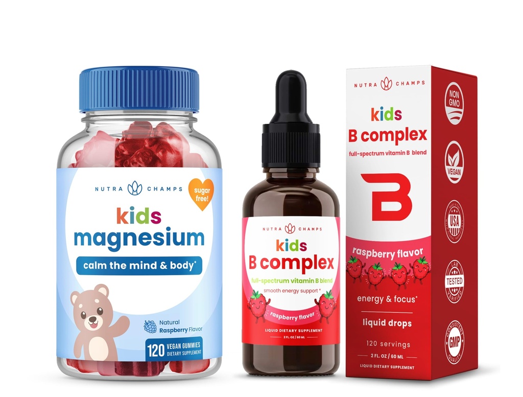 NutraChamps Magnesium Gummies & B Complesso per bambini