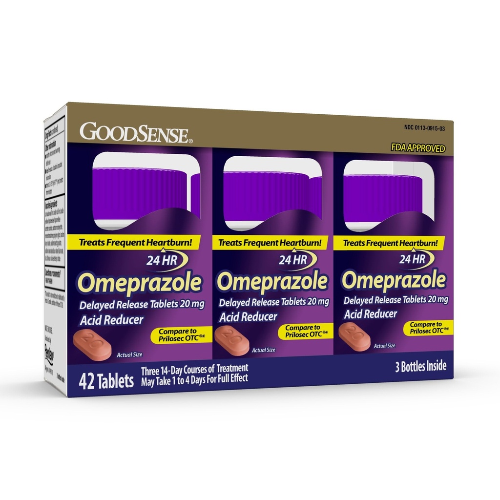 GoodSense Omeprazole Delayed Release Tablets 20 mg, Riduttore di acido di Stomach per il trattamento frequente di bruciore di stomaco, 42 conte