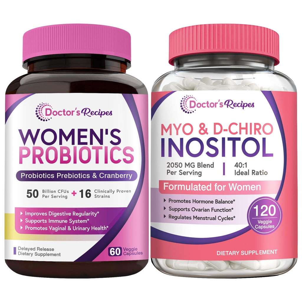 Le ricette del dottore Probiotici e Inositol Bundle - Gut, Vaginal, Salute urinaria e riproduttiva per le donne
