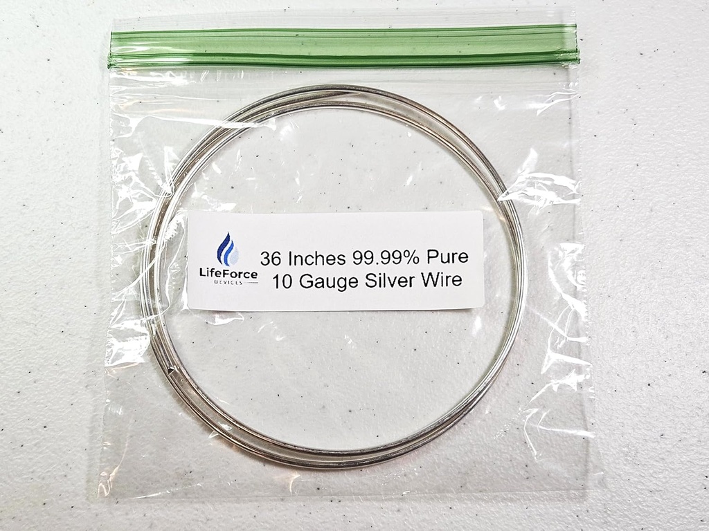 Filo di Generatore d'Argento puro – 9999 Elettrodi d'Argento – Pre-Cut 36-Inch 10 cavi di Gauge – si adatta a generatori di LifeForce