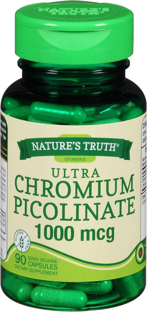 Verità della natura Ultra cromo picolinato 1000 mcg capsule di rilascio rapido - 90 ct, confezione da 2