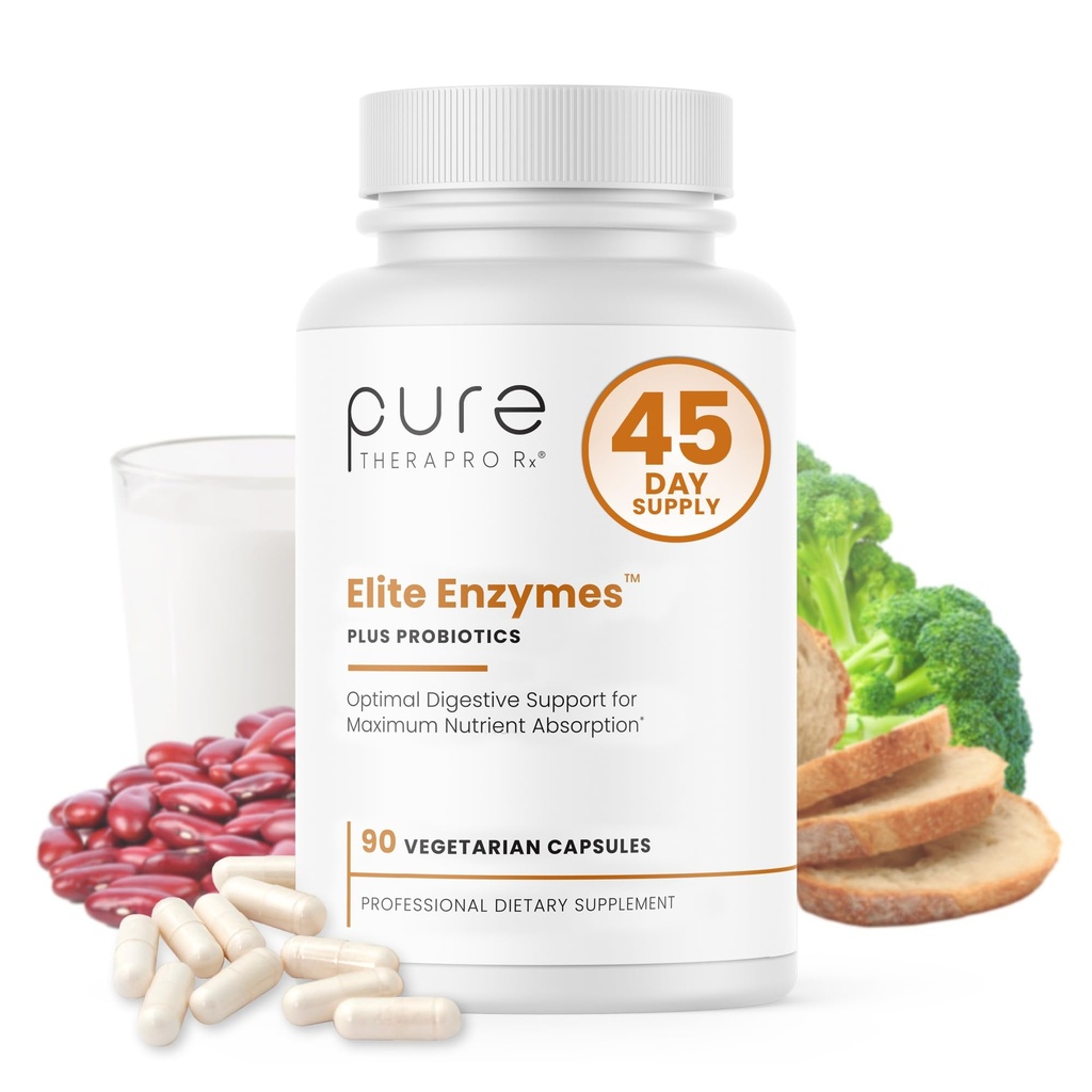 Pure Therapro Rx Elite Enzimi Extra Forza Enzimi Digestivi Supplemento per Donne & Uomini, 90 capsule Vegan