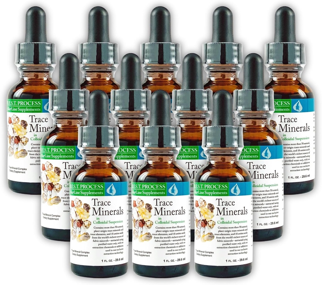 Minerali di Traccia Morter in Sospensione Colloidale (12 Pack) Migliore Alcalina di Processo Morter — Elementi di Trace di Dense Nutrienti, Minerali Fulvici e Aminoacidi