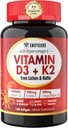 Vitamina D3 K2 Integratore Softgel - Vit D3 10000 Iu + Vitamin K2 Mk7 200 Mcg, Algae Omega-3, Magnesio, Vitamina B12 per Bone & Muscolo, Supporto immunitario, Assorbimento massimo, Facile da ingoiare 1 confezione