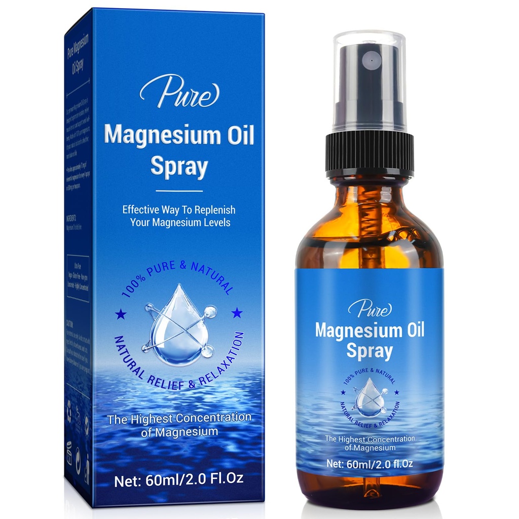 Olio di magnesio Spray-100% Magnesio naturale organico Spray-Nourish La pelle-Easy per assorbire e utilizzare-Glass Bottiglia 2 fl oz