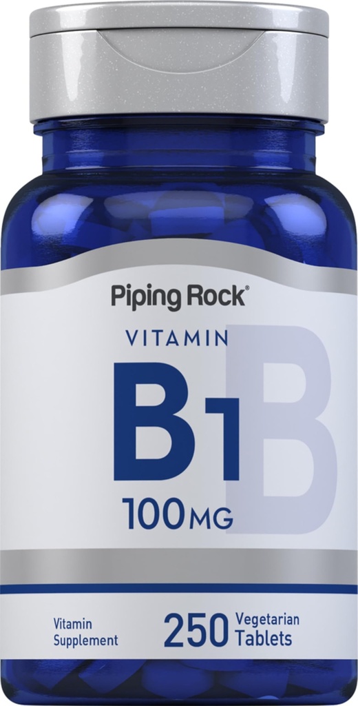 Piping Rock Vitamina B1 100mg | 250 compresse | Thiamine Supplemento | Vegetariano, Non OGM, Gluten Free