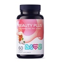 LIVS Beauty Plus Gummy Vitamine - Biotin Gummies for Hair, Skin and Nails | Natural, Gluten-Free, Non OGM Beauty Supplement with Vitamin A, C, E, B12, D3, Zinc & More - Crema Soda Flavor - 60 Ct