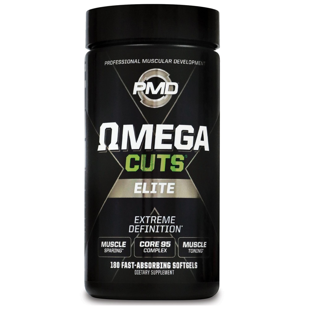 PMD Sports Omega Cuts Elite -Fat Loss-Muscle Defining Formula - Omega Fatty Acids, MCT e CLA per la definizione e la manutenzione del muscolo - Keto Friendly For Women and Men - Stimulant Free (180 Softgels)