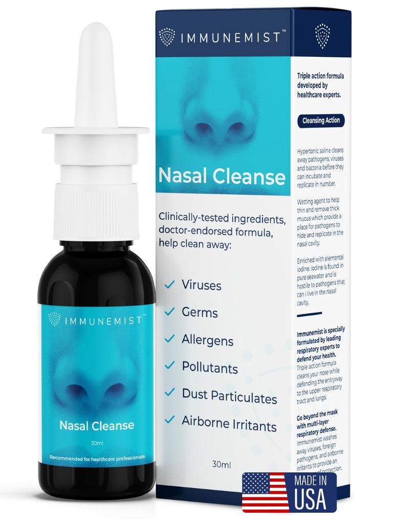Detergente nasale - Medico Raccomandato Anti Viral Iodio spray Rinse Bottiglia Fino a 250 Dose - Nasale Spray per il Benessere - Made in Italy