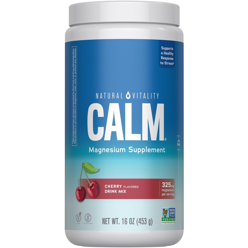 Naturale Vitalità Calma, Magnesio Supplemento, Anti-Stress Bere Polvere, Gluten Free, Vegan, & Non OGM, Ciliegia, 16 oz
