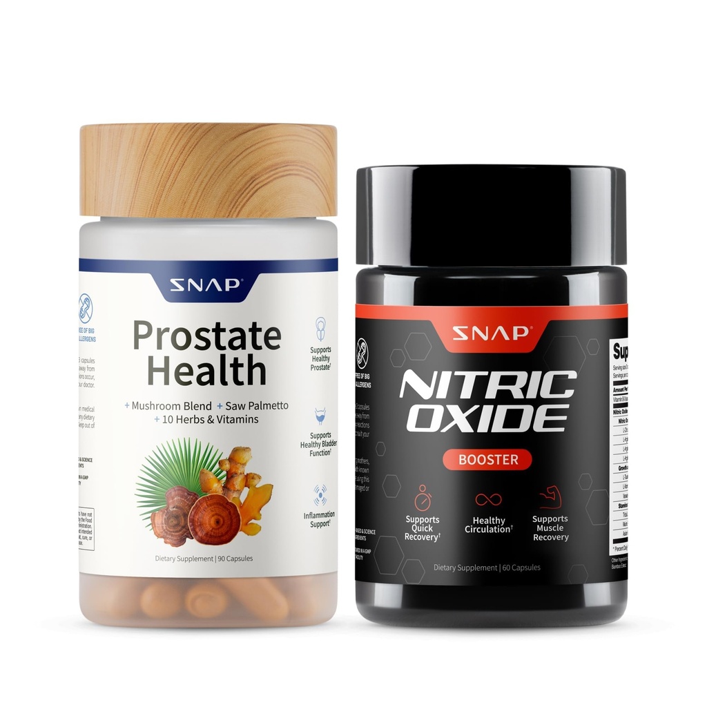 Supplementi di scatto Salute della prostata & Nitric Oxide supplemento Bundle per gli uomini, 90 + 60 capsule vegetariane (1 mese di alimentazione)