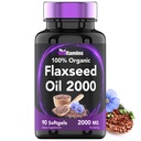 tnvitamins Organic Flaxseed Oil Softgels: 2000 mg - 90 Softgels | High in Omega-3 acidi grassi | Flaxseed Oil Supplement per le donne e gli uomini | Non-OGM