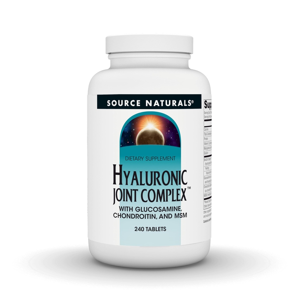Fonte Naturals Complesso misto ialuronico con Glucosamina, Condroitina e MSM Extra Forza - 240 compresse