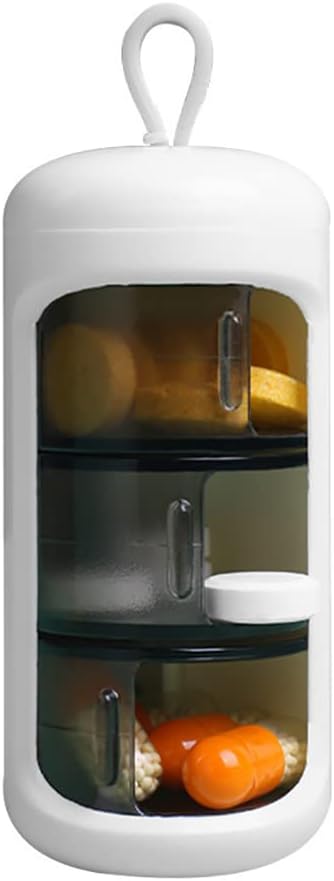 Contenitore di pillole, Piccolo contenitore di viaggio portatile, mini formato organizzatore di pillole, scatola di pillole per la vitamina, olio di pesce, integratori, 3 scomparti che scivolano il caso di...