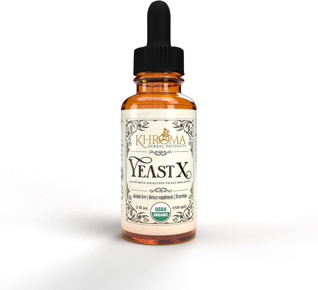 Khroma Herbal Prodotti Yeast X - Organic Yeast Support - 30 Serve in una bottiglia di vetro 2 oz