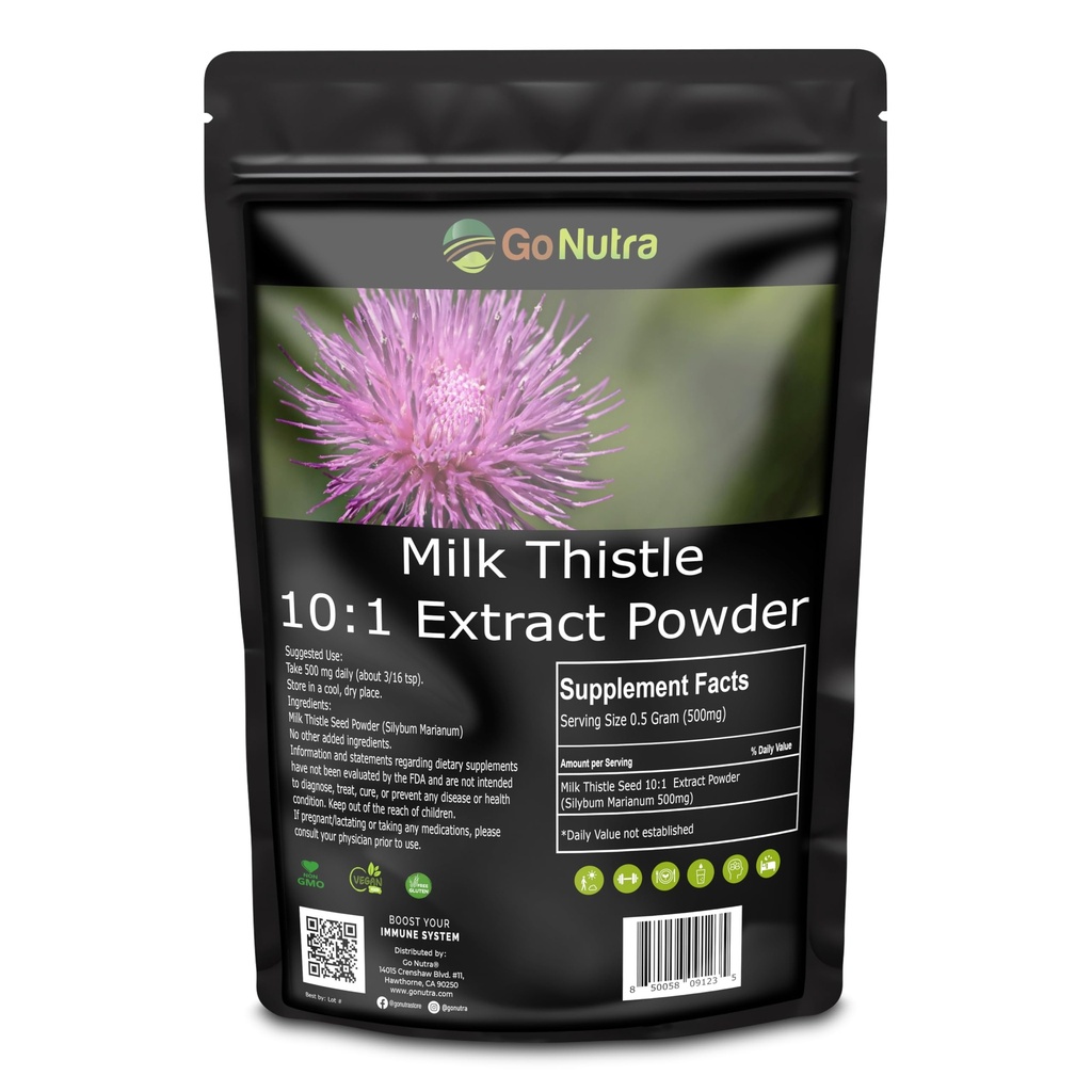 Polvere di cardo del latte 1 lb. | Estratto di cardo del latte 5:1 Resistenza Silymarin | Silybum Marianum supplemento di erbe Non OGM