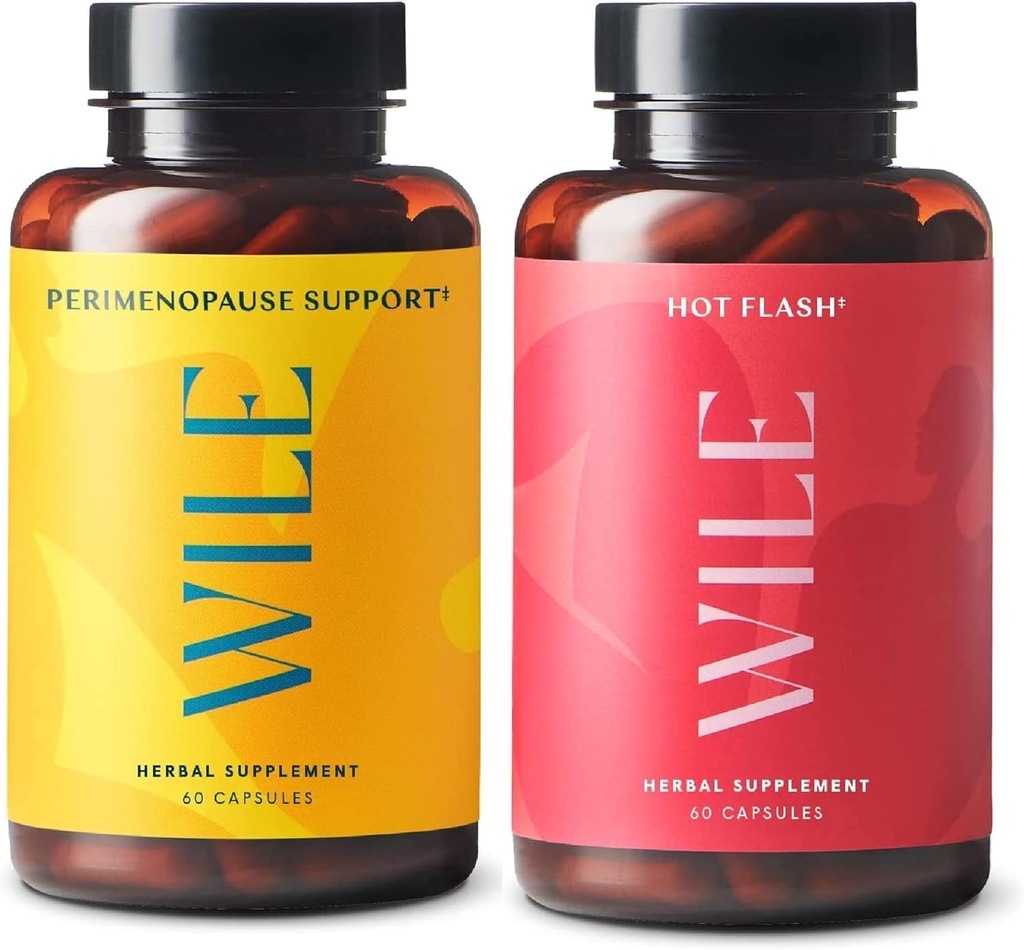 Wile Perimenopause Support + Hot Flash Supplements, 2-Pack Menopause Supporto per le donne, (2) Bottiglie di 60 capsule Ogni, 120 Totale