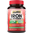 Ferro da stiro, 65 mg di ferro di carbonio con 250 mg di vitamina C, Pillole di ferro amichevoli per la costruzione del sangue donne & uomini, ad alto assorbimento, senza nausea, senza costipazione, non OGM, senza glutine, 60 schede vegane