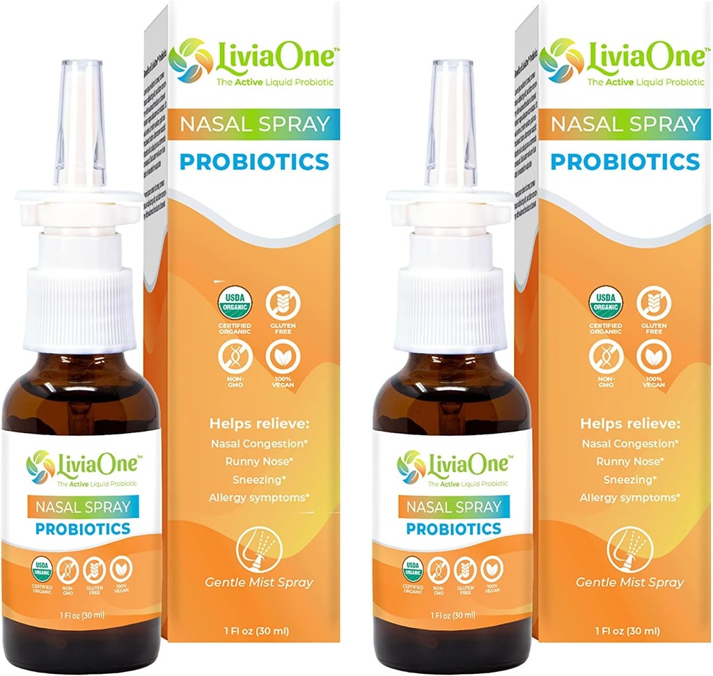LiviaOne spray nasale, spray al seno probiotico a base di piante naturali 1 Fl Oz (Pack of 2)