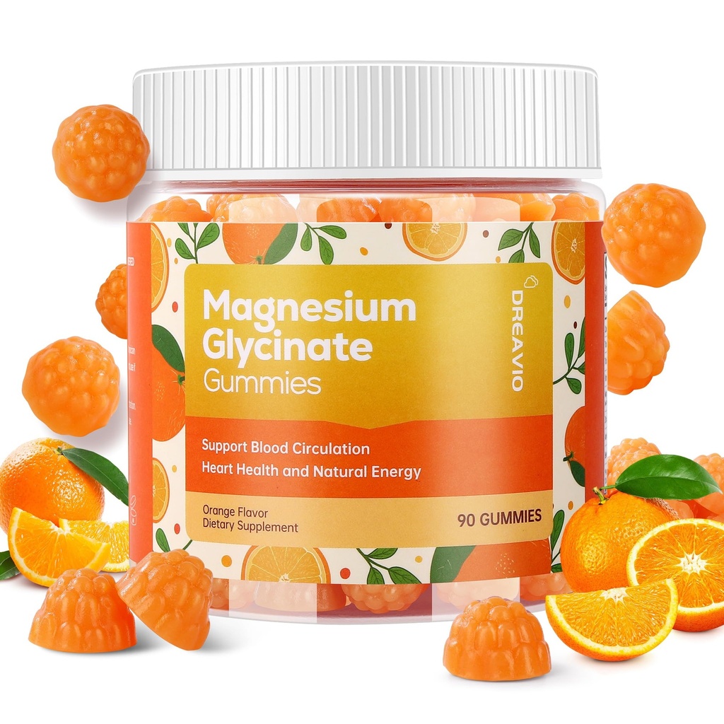 90 Conte Magnesio Glycinate Gummies 400mg w/Ashwagandha Supplemento - Zucchero Zinco Gratuito Magnesio Glycinate Supplemento Ashwagandha Gummies per Adulti Arancione Flavor